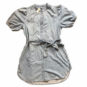 GAP Women’s Size XL Light Blue Denim Dress Tie Waist NWT